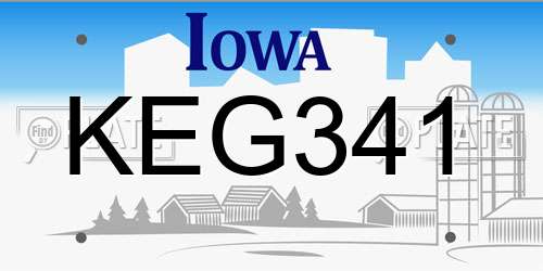 KEG341 Iowa License Plate