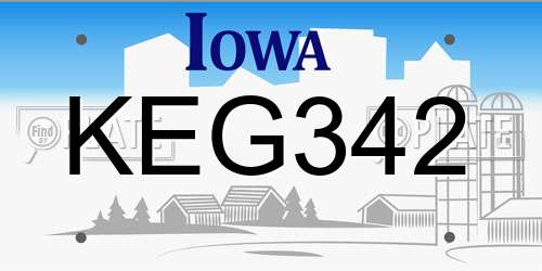 KEG342 Iowa License Plate