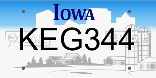 KEG344 Iowa License Plate