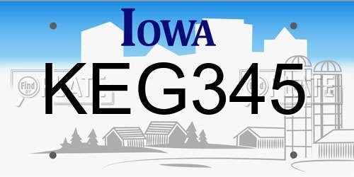 KEG345 Iowa License Plate