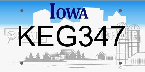 KEG347 Iowa License Plate