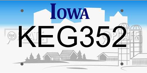 KEG352 Iowa License Plate
