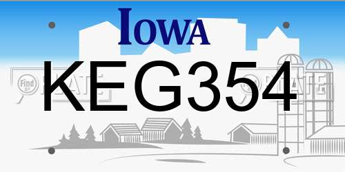KEG354 Iowa License Plate