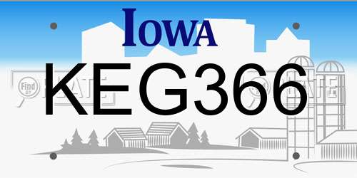 KEG366 Iowa License Plate