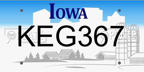 KEG367 Iowa License Plate