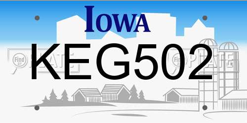 KEG502 Iowa License Plate