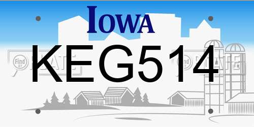 KEG514 Iowa License Plate