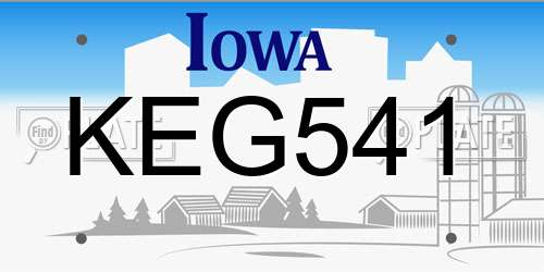 KEG541 Iowa License Plate