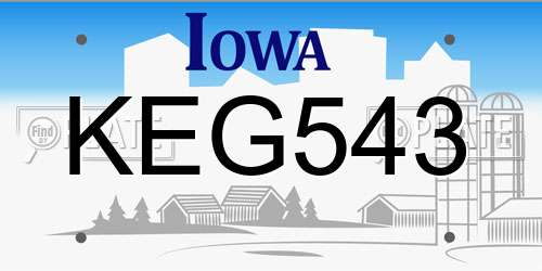 KEG543 Iowa License Plate