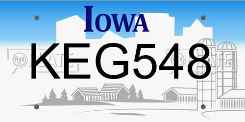 KEG548 Iowa License Plate