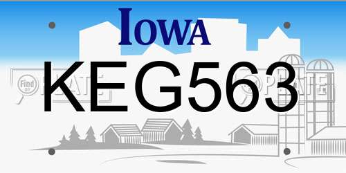 KEG563 Iowa License Plate
