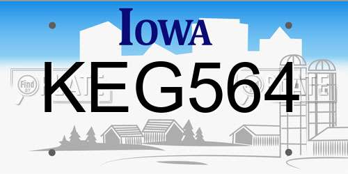 KEG564 Iowa License Plate