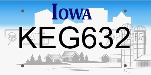 KEG632 Iowa License Plate