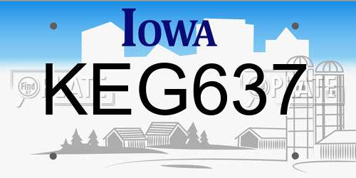 KEG637 Iowa License Plate