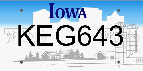 KEG643 Iowa License Plate
