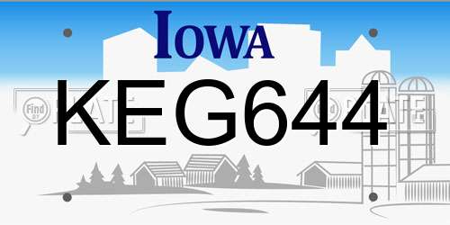 KEG644 Iowa License Plate