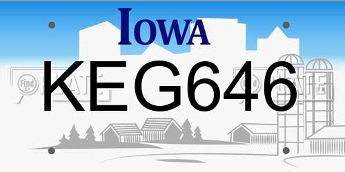 KEG646 Iowa License Plate