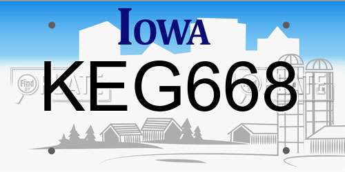 KEG668 Iowa License Plate