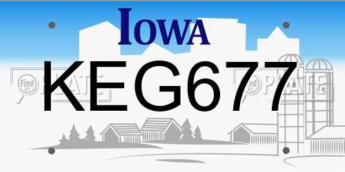 KEG677 Iowa License Plate