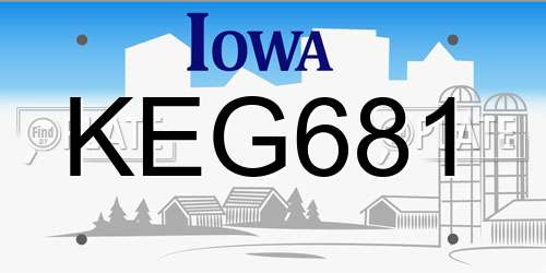 KEG681 Iowa License Plate