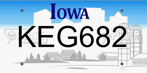 KEG682 Iowa License Plate