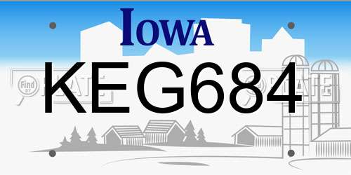 KEG684 Iowa License Plate