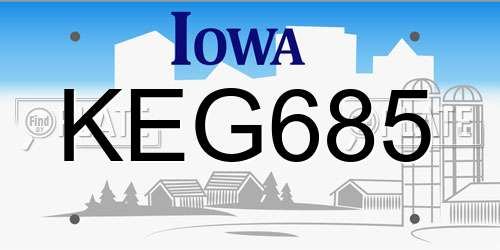 KEG685 Iowa License Plate