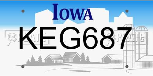 KEG687 Iowa License Plate