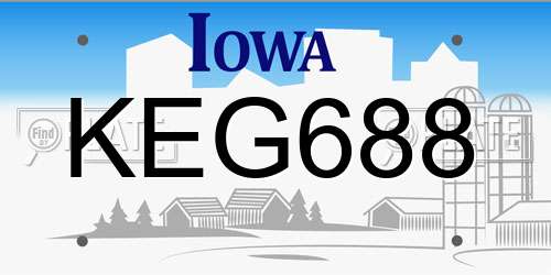 KEG688 Iowa License Plate