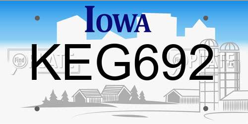KEG692 Iowa License Plate