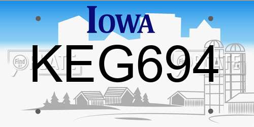 KEG694 Iowa License Plate