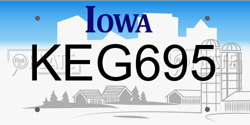 KEG695 Iowa License Plate