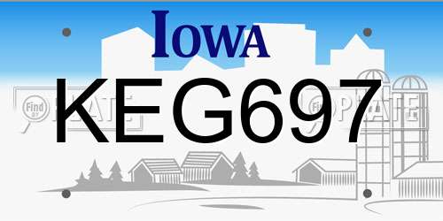 KEG697 Iowa License Plate