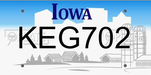 KEG702 Iowa License Plate