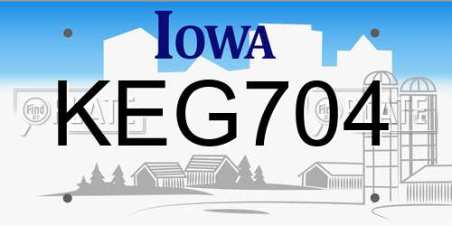KEG704 Iowa License Plate