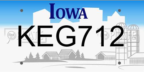 KEG712 Iowa License Plate