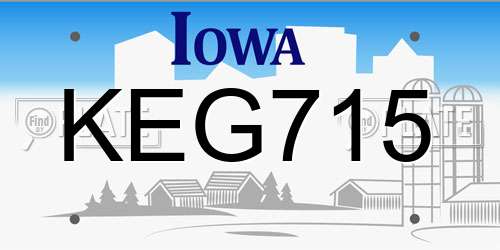 KEG715 Iowa License Plate