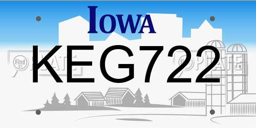 KEG722 Iowa License Plate
