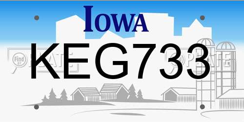 KEG733 Iowa License Plate