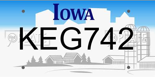 KEG742 Iowa License Plate