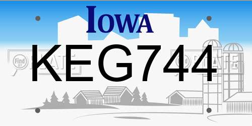 KEG744 Iowa License Plate