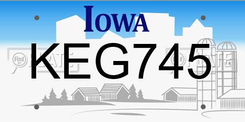 KEG745 Iowa License Plate