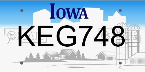 KEG748 Iowa License Plate
