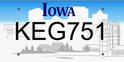 KEG751 Iowa License Plate