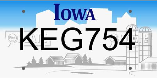 KEG754 Iowa License Plate