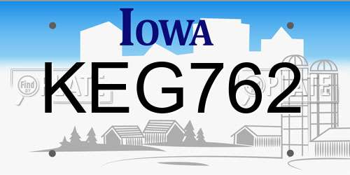 KEG762 Iowa License Plate