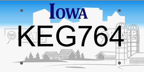 KEG764 Iowa License Plate