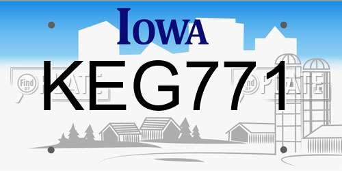 KEG771 Iowa License Plate