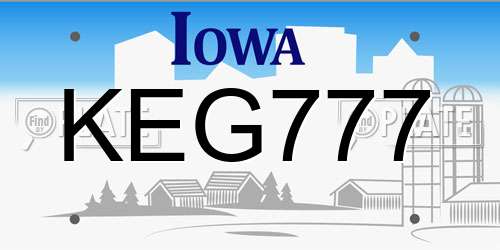 KEG777 Iowa License Plate