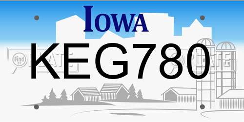 KEG780 Iowa License Plate